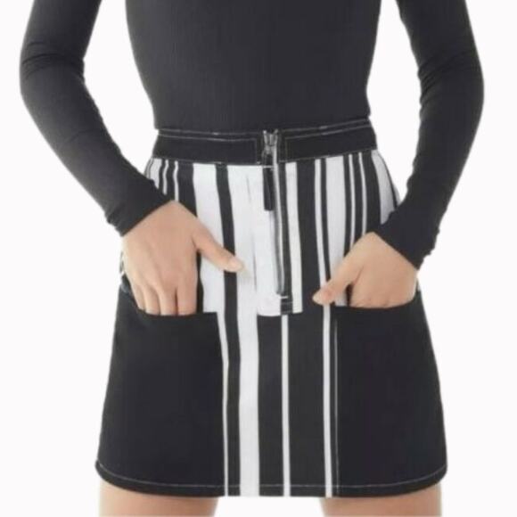 BDG Urban Outfitters Denim Striped Mini Skirt Sz L - Picture 4 of 4